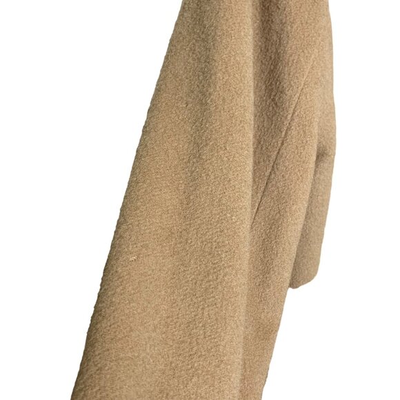 Flawed Anne Klein II Camel Coat Wool Black Velvet Collar Button Up Womens Size 6 - Picture 12 of 14